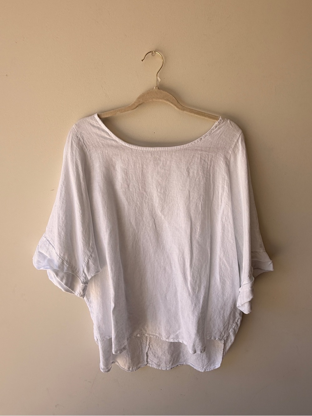 100% Linen Relaxed White Boatneck Tunic Top